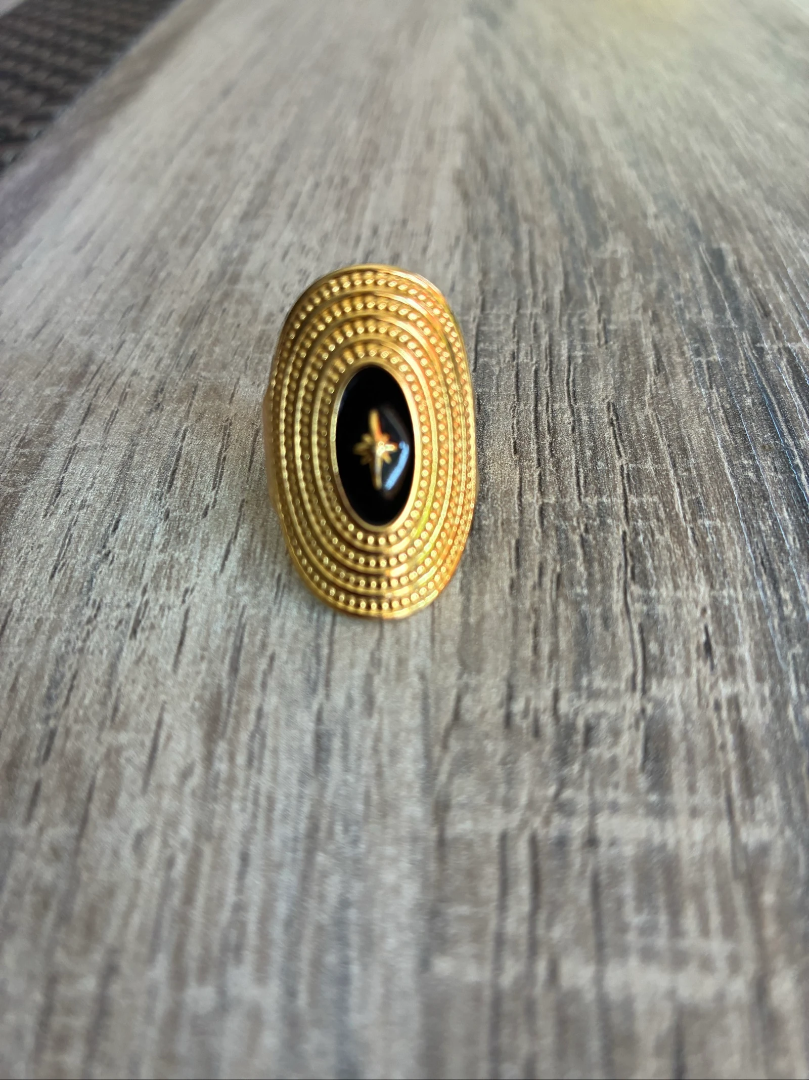 Bague en acier, inoxydable, motif étoile, noir, émaillée